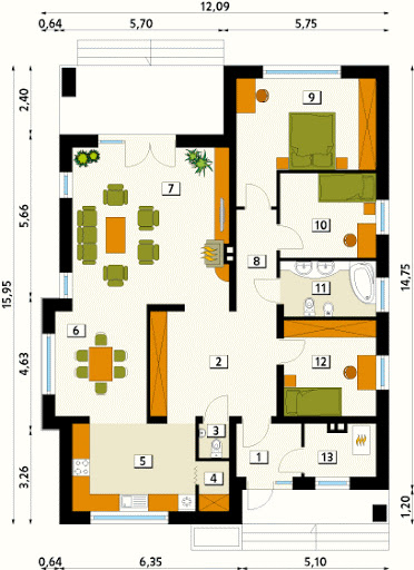 Aster NF40 CE - Rzut parteru