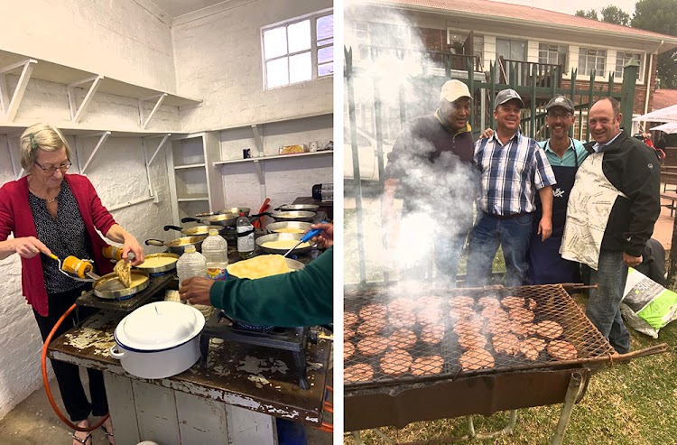 Plattelandse feestelikheid. Die vure brand al van vroegdag af en die pannekoeke word uitgeryg.