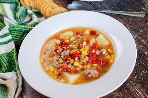 Bowl of Delicious Cajun-Style Corn Soup.