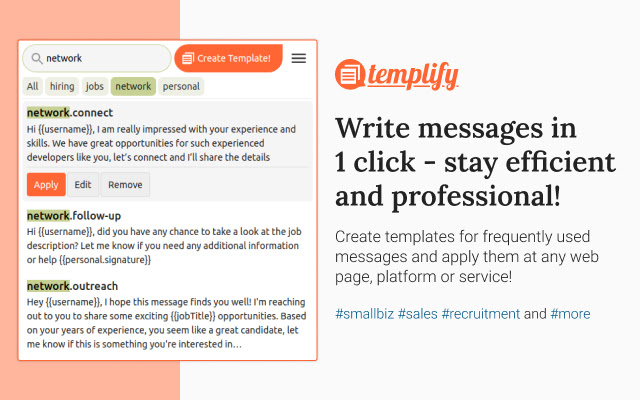 Templify – write messages in 1 click! ? chrome extension