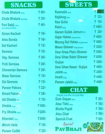 Bhatia Sweets menu 