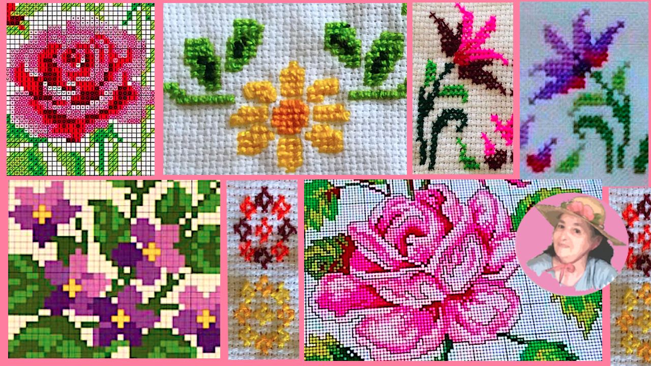 Muestras y patrones en punto de cruz rosas y flores 