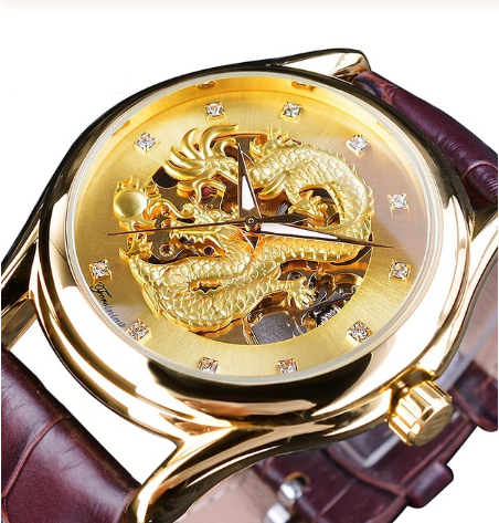 Relógio Dragon masculino, casual, mecânico e vazado. Desfrute do design de moda e da precisão deste elegante relógio mecânico.