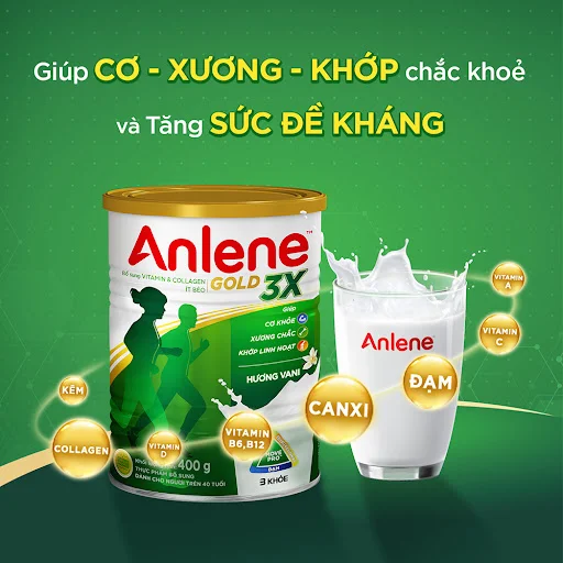 Sữa bột hộp thiết Anlene Gold 3X Hương Vani 400G