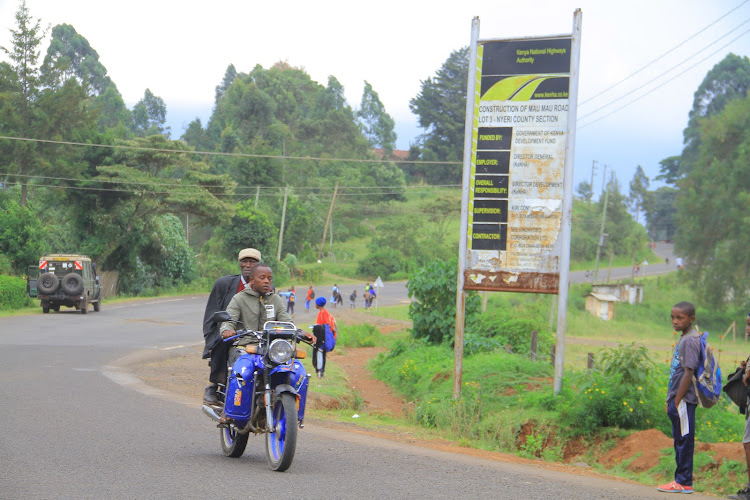 Signage showing the details of the controversial road through Aberdares