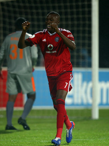 Tendai Ndoro of Orlando Pirates during the Absa Premiership match between Maritzburg United and Orlando Pirates at Harry Gwala Stadium on January 16, 2016 in Pietermaritzburg, South Africa.