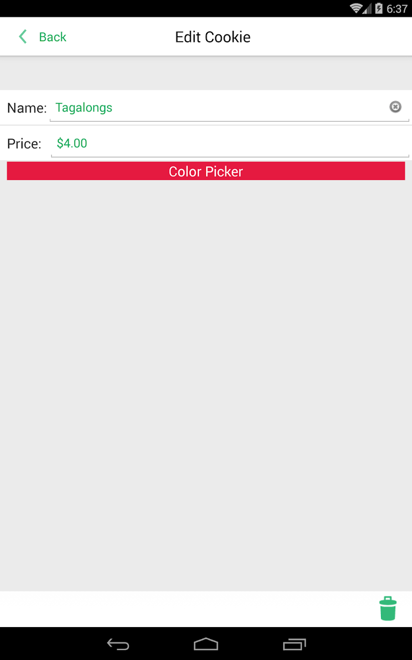 Cookie Order Form Screen 3