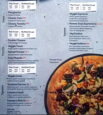 Pizza Hut menu 