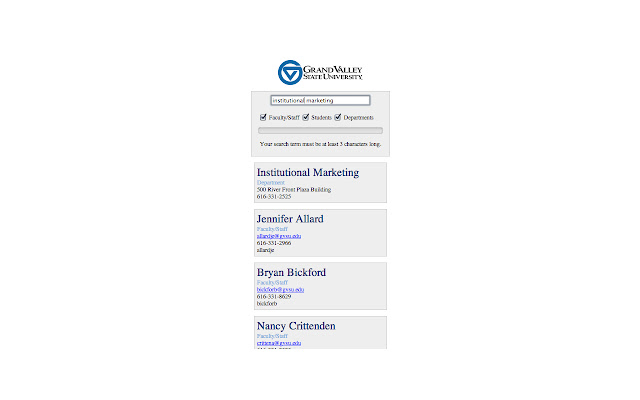 GVSU People Finder chrome extension