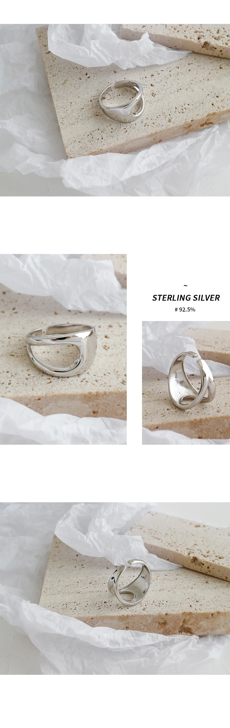 Title 5, Anillo de plata de ley S925 estilo INS frío Min...