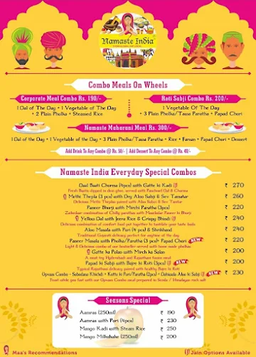 Namaste India menu 
