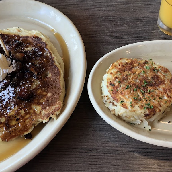 Pancake of the day w/ 1 pancake and a 1/2 order of the Benedict made with gluten free toast