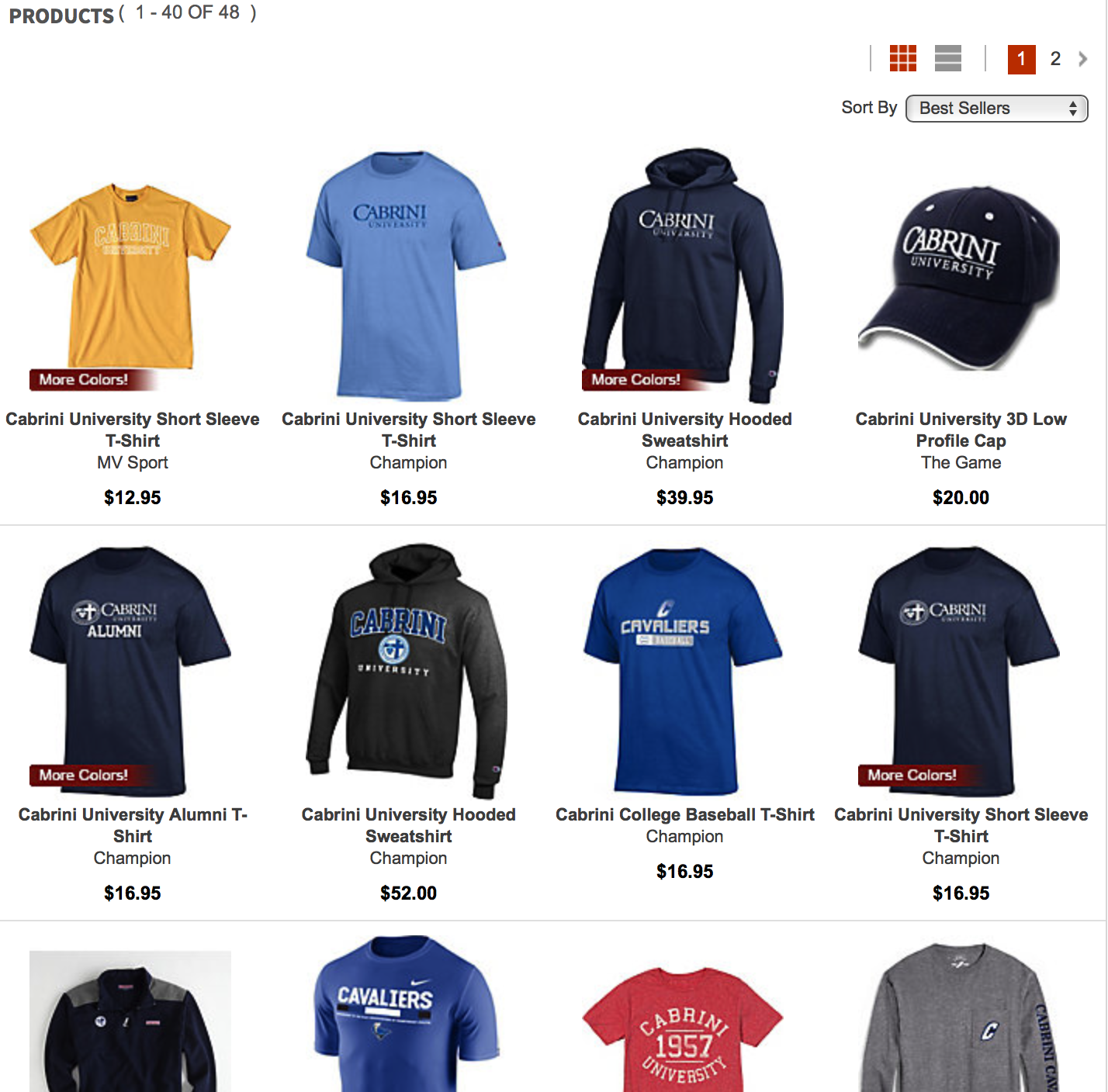 Cabrini campus store merchandise