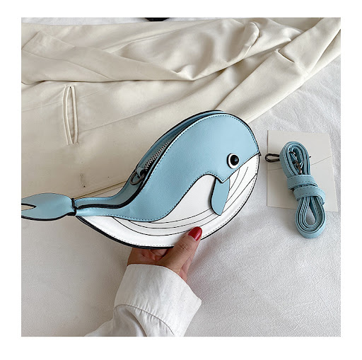 Title 17, Japanese Cute Cartoon Dancing Whale Crossbody B...