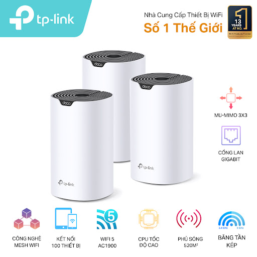 Hệ thống Mesh WIFI 5 AC1900 TP-Link Deco S7 (3-pack)