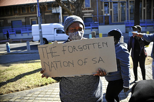 Youth activists protest during the national unemployment campaign march. Picture: GALLO IMAGES/LAIRD FORBES