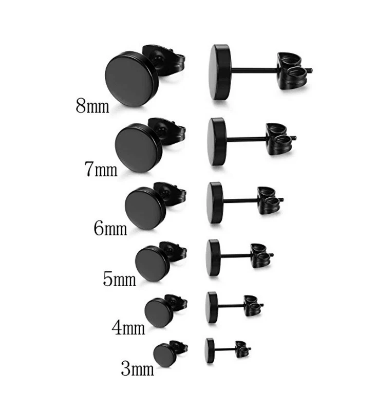 Boucles d'oreilles rondes noires pour garçon, faux écarteur d'oreille, piercing homme simple, accessoires de perçage corporel.