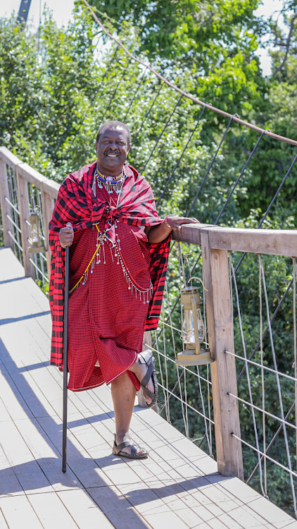 Prime Cabinet Secretary Musalia Mudavadi posing for photo at Maasai Mara (Sekenani Gate) on August 23, 2023