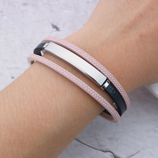 Title 6, Stainless Steel Personality Lettering Couple Br...