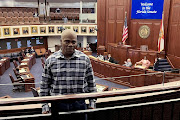 Leonard Allan Cure, 53, who, according to the Georgia bureau of investigation was killed by a Georgia sheriff's deputy during a traffic stop, at the Florida senate chamber in Tallahassee on April 26 2023, in this picture obtained by Reuters on October 17, 2023. 