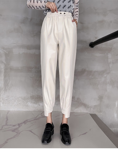 Title 7, Womens Temperament Leggings Leather Harem Pant...