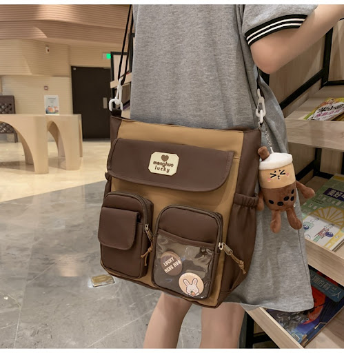 Title 36, Retro Color Blocking Large Capacity Shoulder Ba...