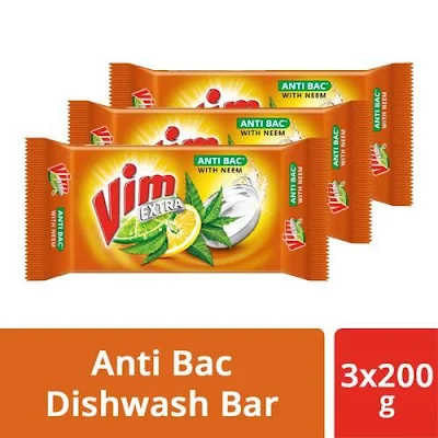 Vim Antibac Dishwash Bar With Neem - 3*200 gm