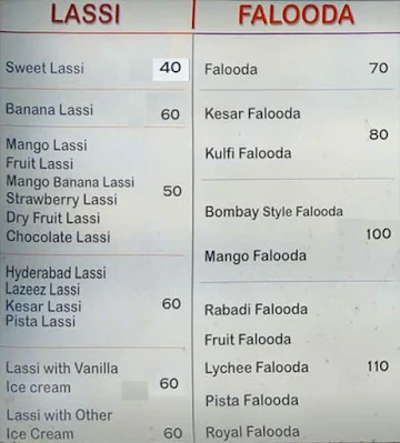 Lassi Ghar menu 