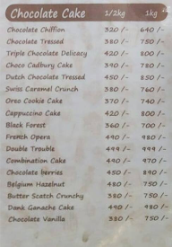 Cake 99 Zone menu 1