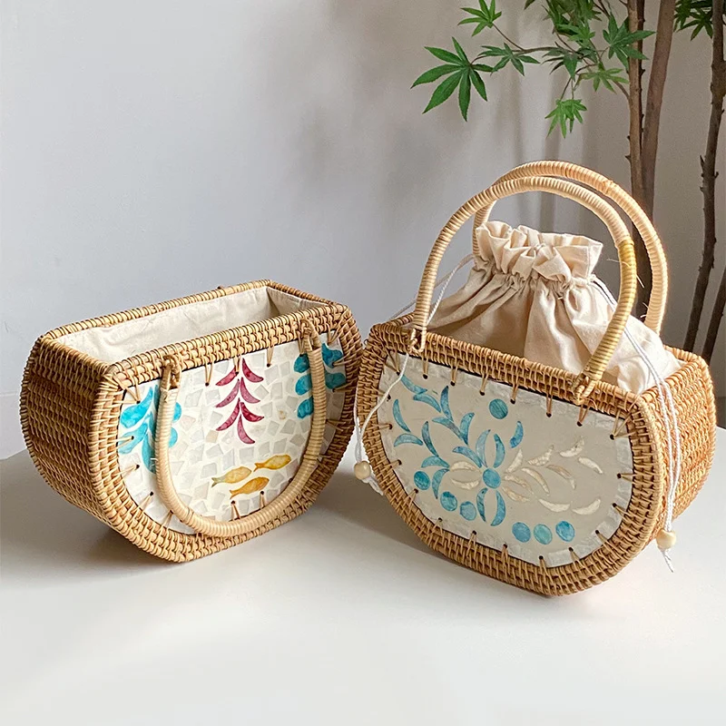 Title 3, Womens Fashion Handmade Cabas Shell Rattan Sto...