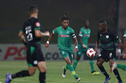 Nhlanhla Vilakazi of Amazulu FC and Ndumiso Mabena of Bloemfontein Celtic during the Absa Premiership match between AmaZulu FC and Bloemfonein Celtic at King Zwelithini Stadium on December 12, 2018 in Durban, South Africa. 