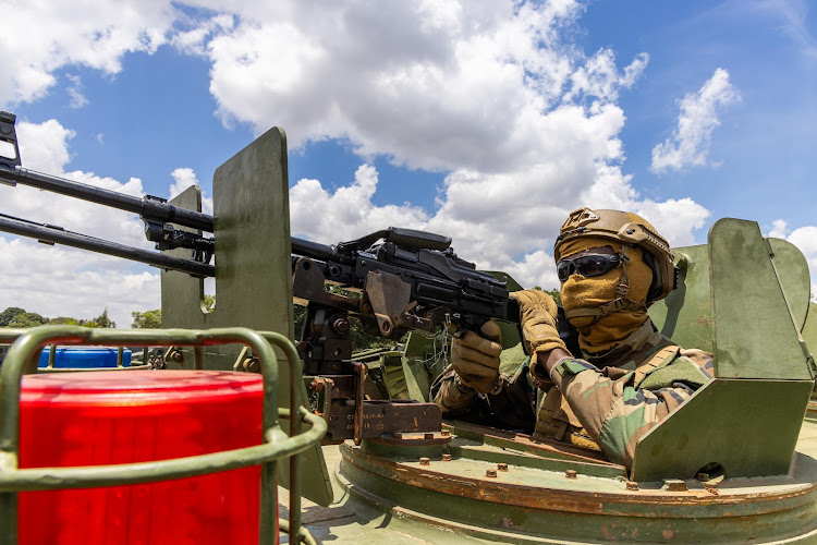 A security officer testing the new modern security equipment at GSU Headquarters, Ruaraka on March 20, 2024