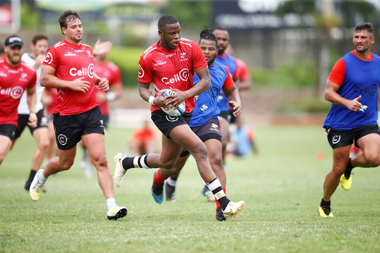 Sharks fullback Aphelele Fassi during the training session at Hollywoodbets Kings Park on February 14 2023.