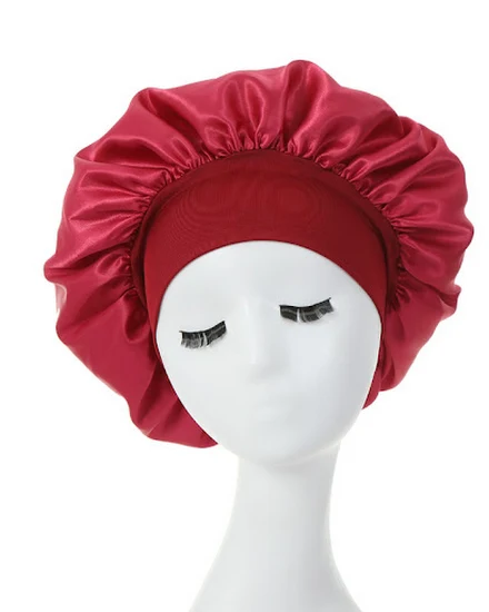 Women Satin Bonnet Spandex Wide Stretchy Band Bonnet Sati... - 0