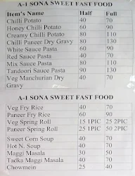 A1 Sona Sweets menu 1