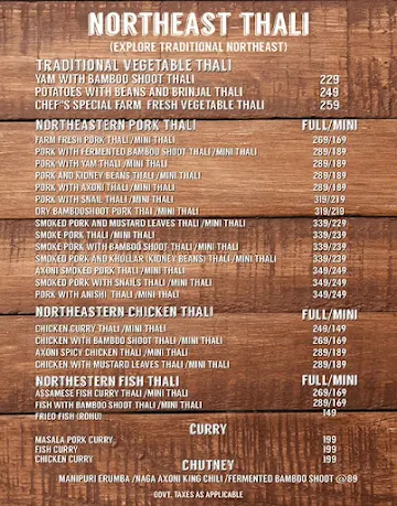 NCC Northeastern & Chinese Cafe menu 