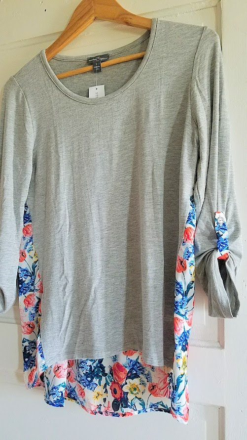 In my Summer Stitch Fix box, the Market & Spruce Dido Mixed Print Knit Top