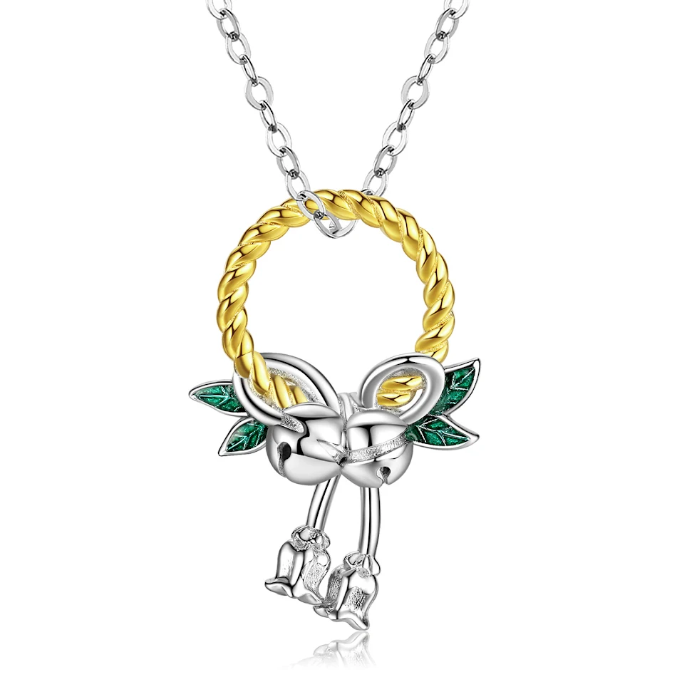 S925 Collar de plata de ley con campana y corona, estilo encantador e informal, versátil cadena para mujer.