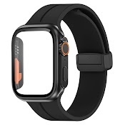 Kính Bộ Ốp Silicone + Dây Đeo + Ốp Bảo Vệ Cho Apple Watch 44Mm 45Mm 41Mm 40Mm Iwatch Series 8 Se 7 6 5 4