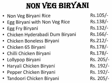 Biryani Lover menu 