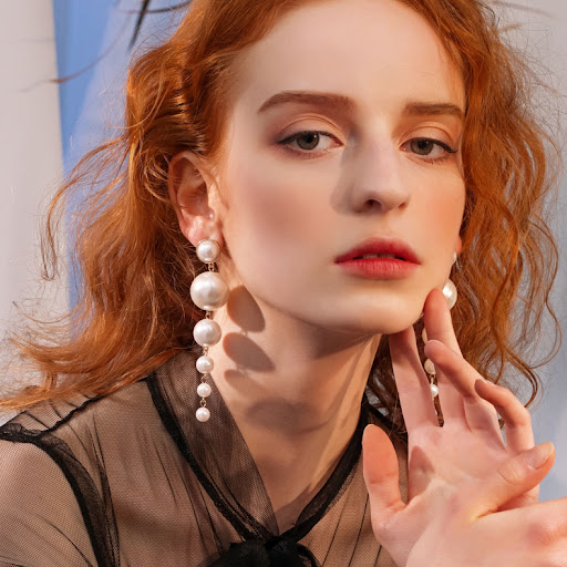 Title 10, Exaggerated Big Earrings with Pearl Flowers for...