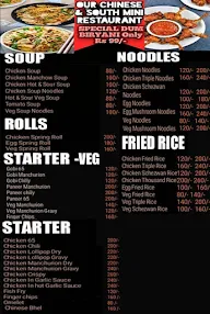 Our Chinese And South Mini Restaurant menu 1