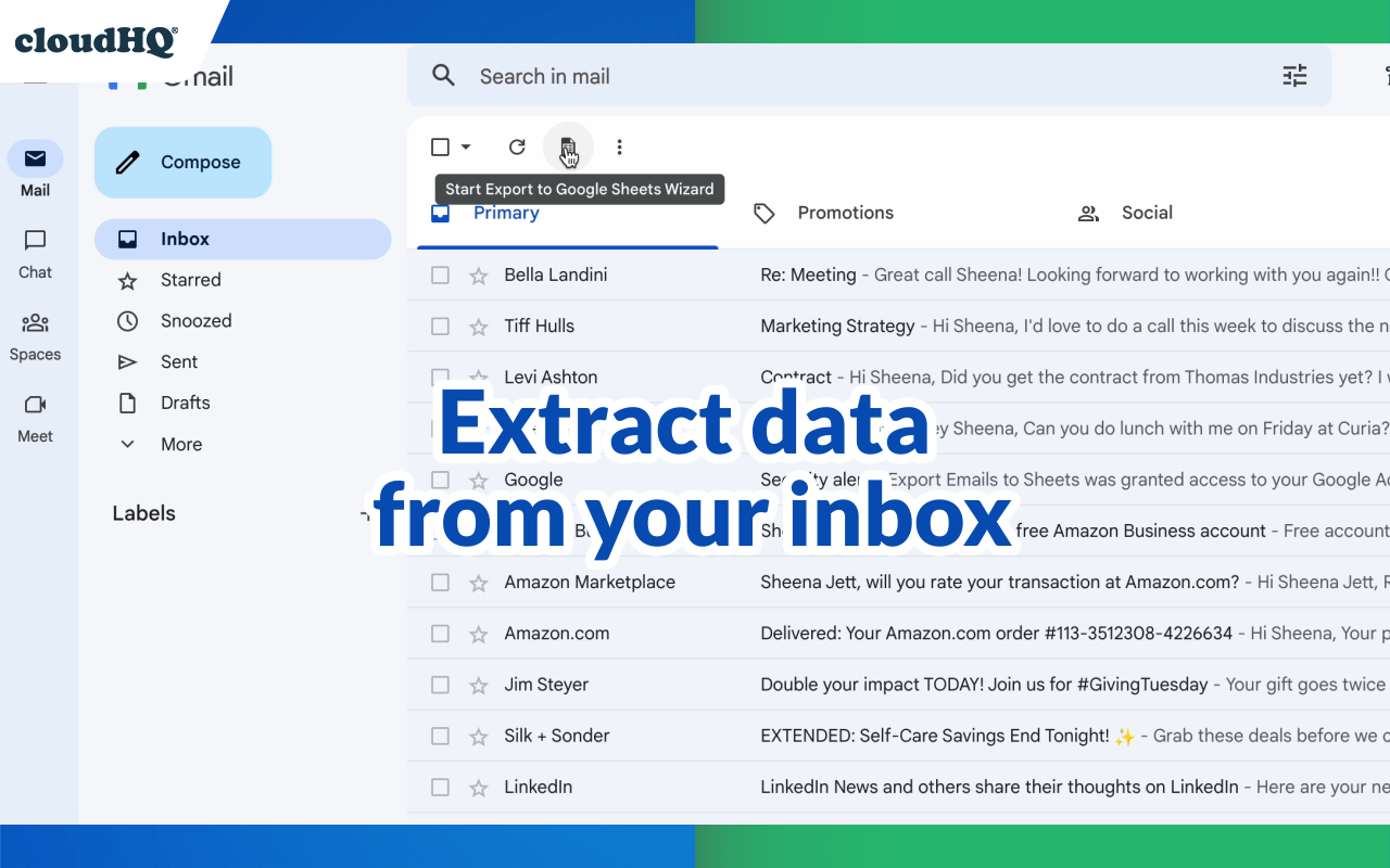 Export Emails to Google Sheets by cloudHQ Preview image 4