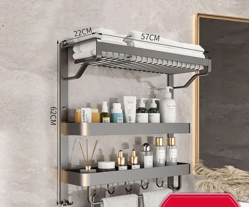 Wandmontiertes, bohrfreies Badezimmer-Toilettenregal, All-in-One, mehrschichtiges Aufbewahrungssystem für Toilettenartikel, platzsparend