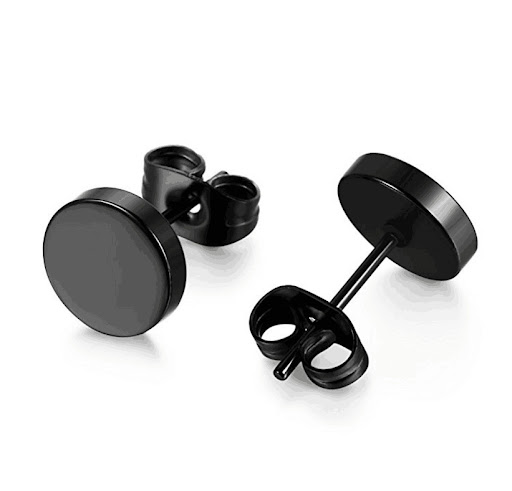 Title 3, Black Round Cake Auricular Needle Ear Studs for...