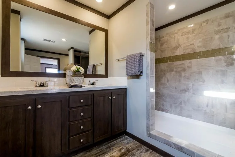 mobile home master bathroom shower view