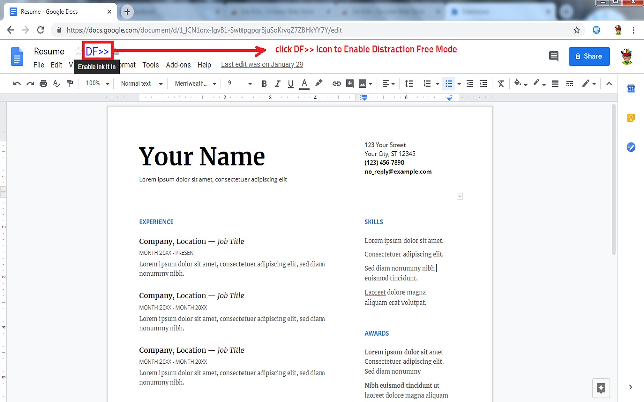 Let's Write - Distraction Free Google Docs Preview image 0