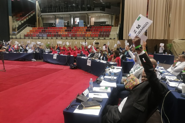 Councillors indicate their support of the motion to have eThekwini mayor Mxolisi Kaunda removed from office during the council meeting in Durban on Wednesday.