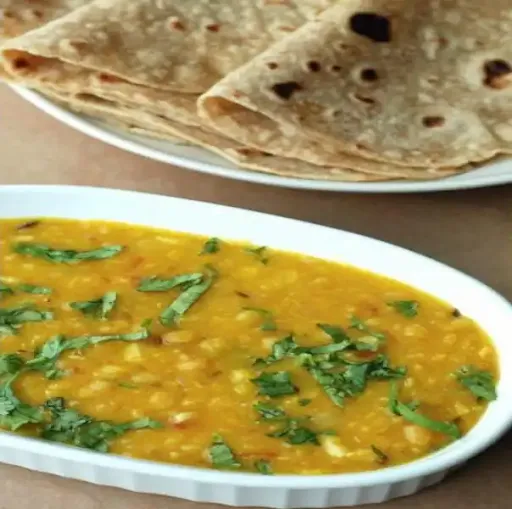 Dal Fry With 4 Butter Tawa Roti