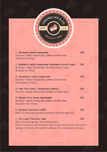 Cheesecake & Co. menu 